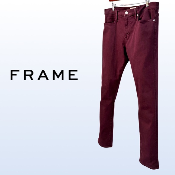 FRAME Men's L'Homme Slim Fit Jeans in Garage Maroon - 36 - Picture 9 of 14